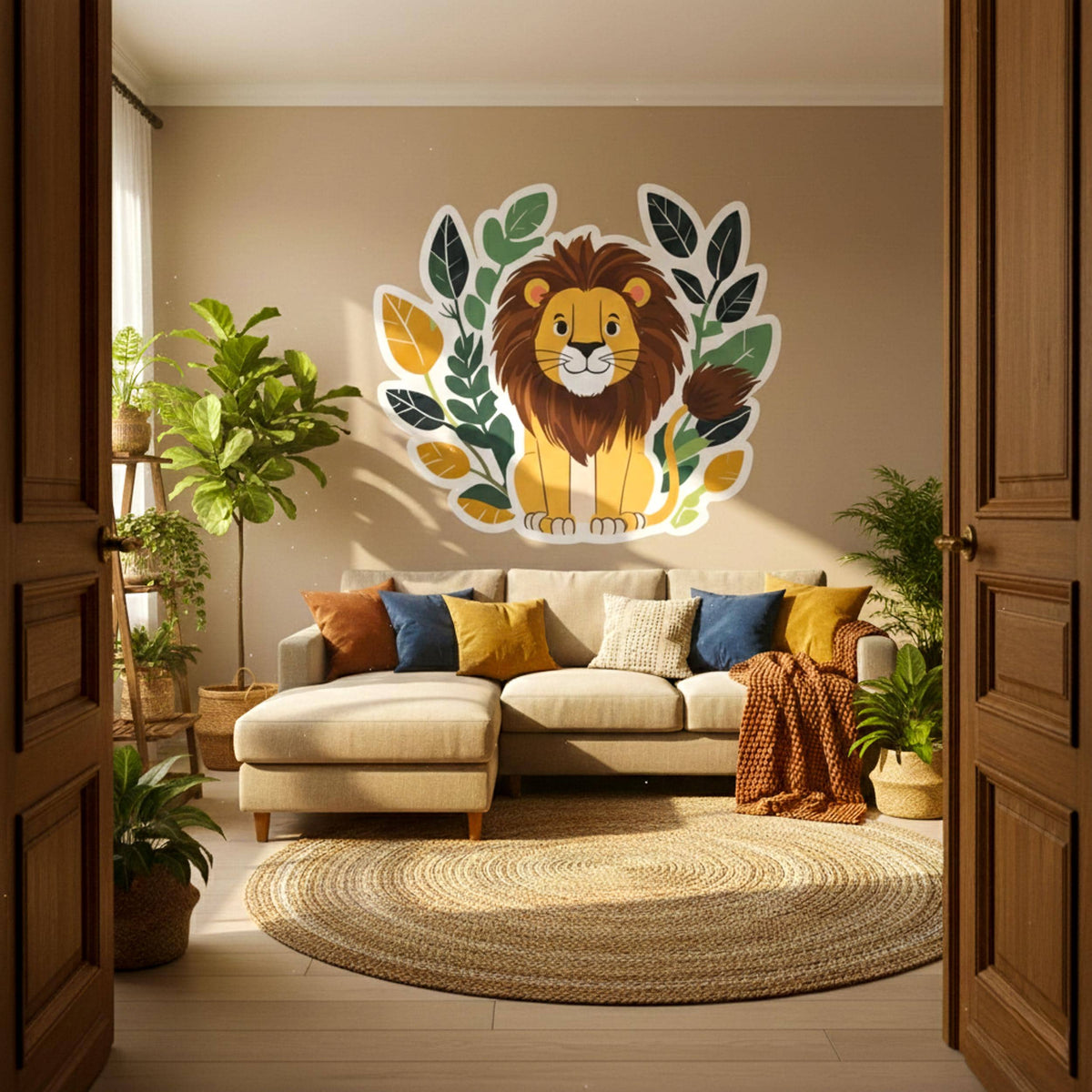 Additional product presentation of Friendly Lion Wall Decal.