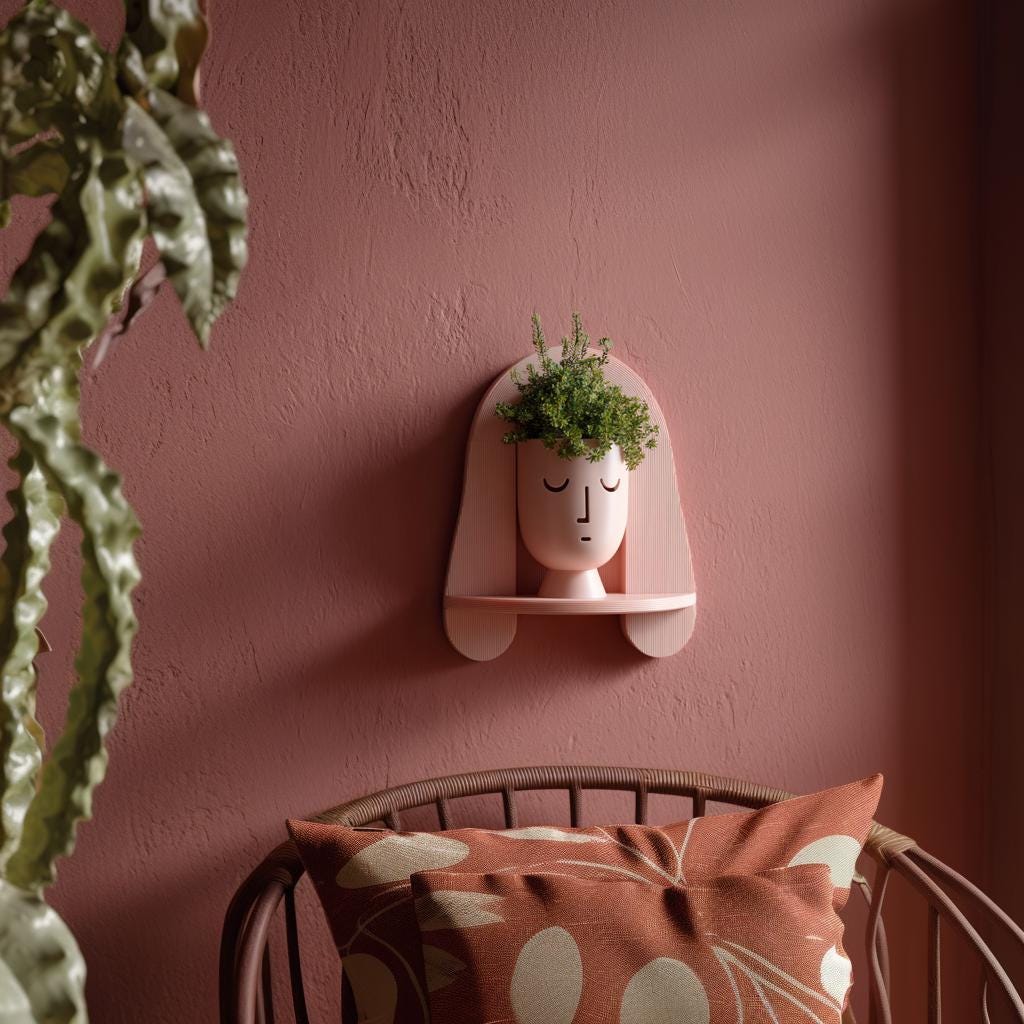3D printed arched face wall planter featuring a stylized abstract facial design