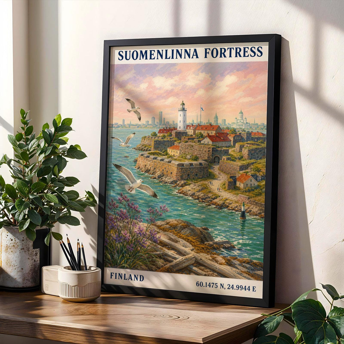 Poster featuring Suomenlinna Fortress Art Print in a illustrated composition