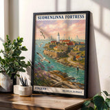 Poster featuring Suomenlinna Fortress Art Print in a illustrated composition