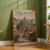 Vilnius Old Town Art Print depicted in a illustrated wall poster
