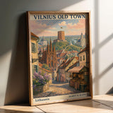 Paper poster design portraying Vilnius Old Town Art Print in illustrated style