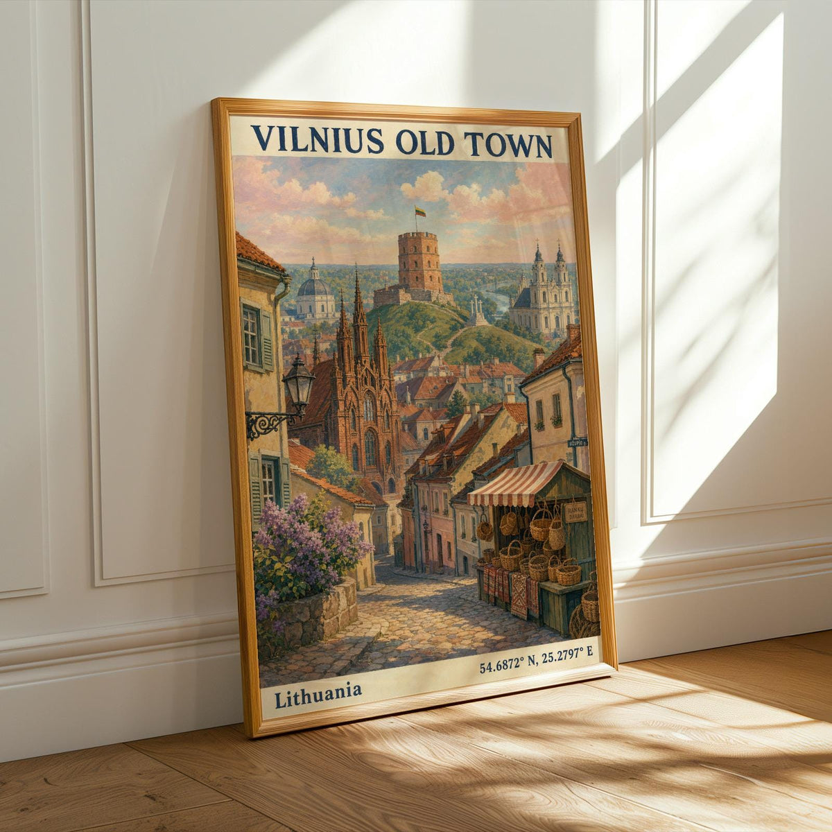illustrated artwork featuring Vilnius Old Town Art Print