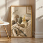 Lutino Cockatiel Reading in Bed in a modern soft gouache poster illustration
