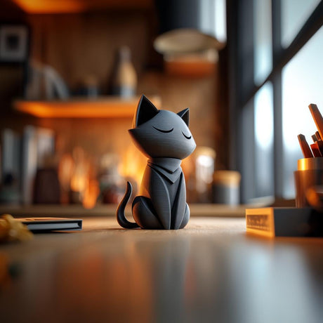 3D printed sleeping cat memorial urn showing a peacefully sleeping cat figure