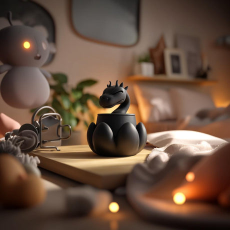 3D printed fantasy dragon memorial urn featuring a vessel decorated with a sculpted dragon