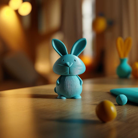 3D printed upright bunny memorial urn featuring long rabbit ears and a rounded animal body