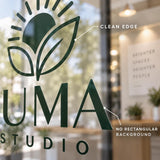 Personalized company logo decal made to display on an office glass window.