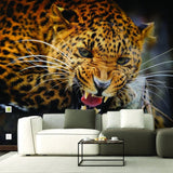 Chic cat vinyl wall decal featuring a fierce jaguar design, enhancing home decor with stunning wall art.
