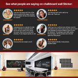 Customer reviews for Chalkboard Wall Sticker with Monthly Planner, showcasing user satisfaction and versatility.