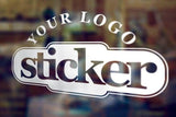 Personalized static cling vinyl sticker with customizable text for branding and decoration.