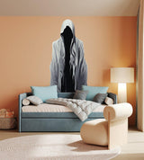 Tall abstract figure silhouette wall decal displayed in a modern interior.