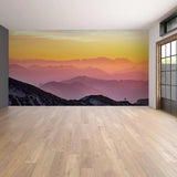 Sunset wall decals featuring vibrant colors transforming an interior space into a serene nature-inspired oasis.