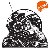 Astronaut monkey wall sticker design showcasing a thoughtful chimp in a space helmet.