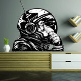Thoughtful astronaut monkey wall decal for kids' room, featuring detailed design and vibrant black and white colors.
