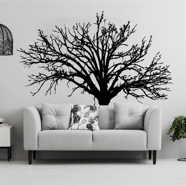 Nature's Serenity vinyl wall decal of a tree design, adding artistic flair to any living room decor.