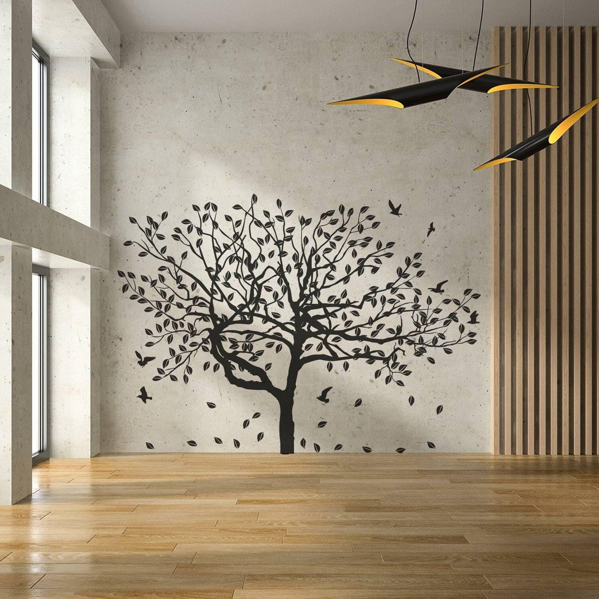 Nature-inspired tree wall decal in modern interior, adding elegance and a touch of nature to home decoration.