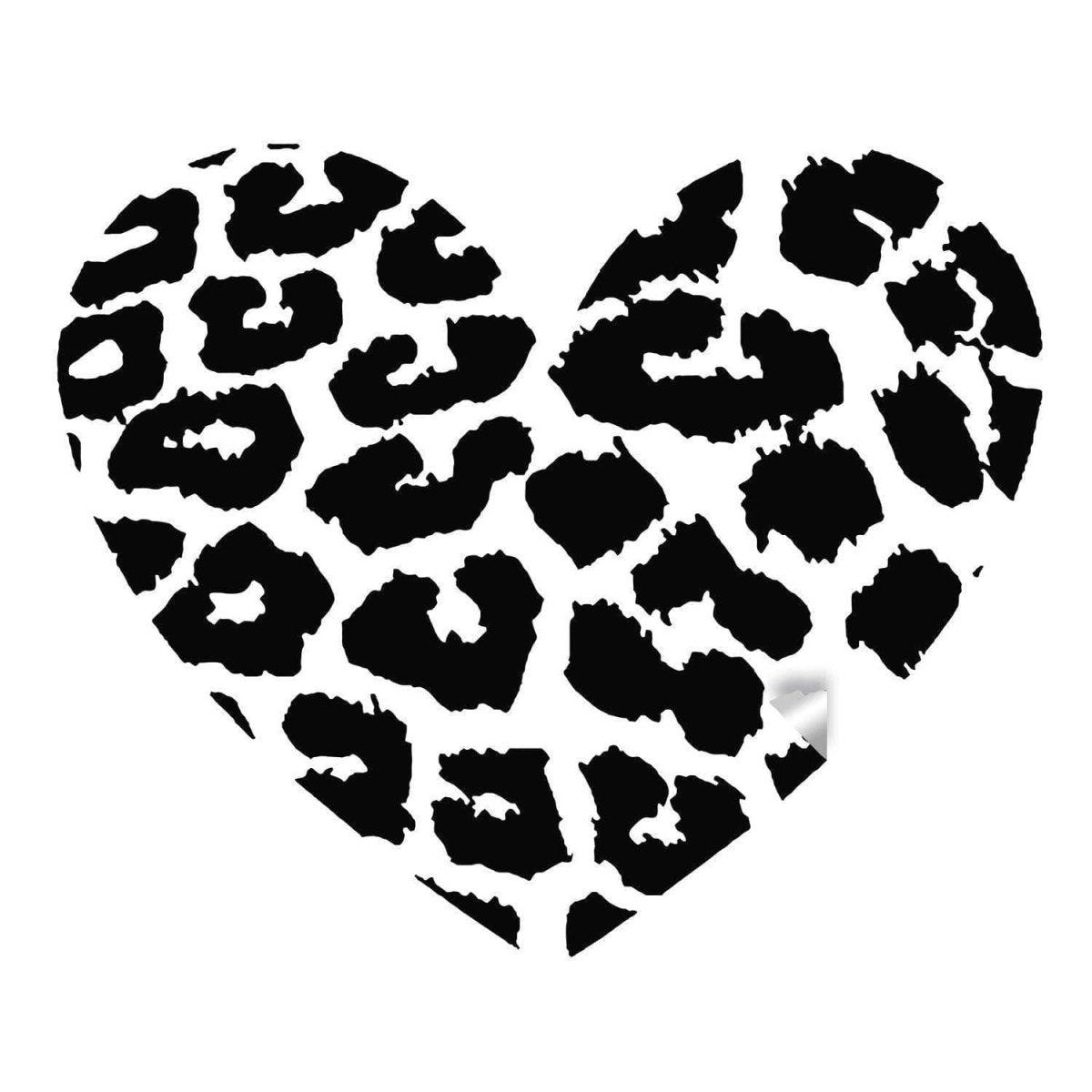 Leopard print heart vinyl wall art decal.