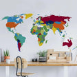 Colorful world map wall decal.