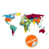 Colorful world map wall sticker.