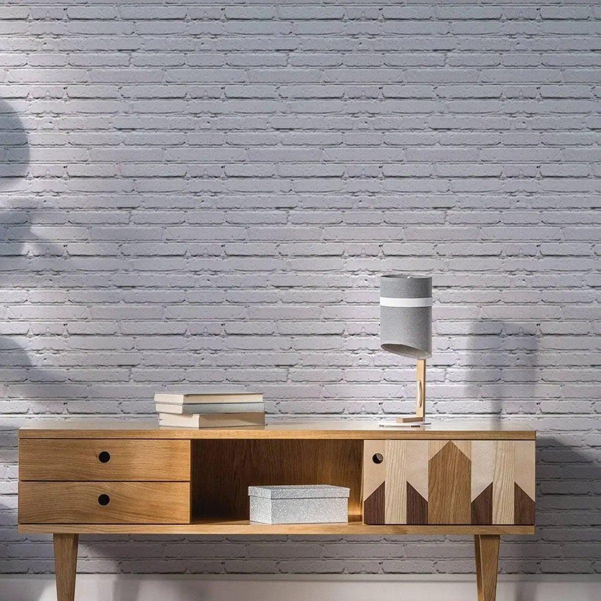 Peel and stick wallpaper featuring a modern brick design.