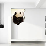 Panda wall porthole decal with a playful broken-wall illusion