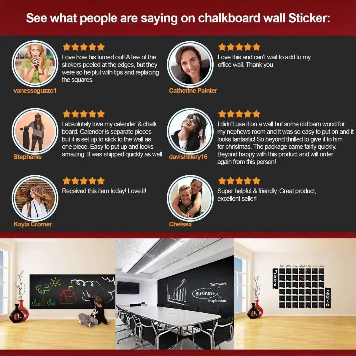 Customer reviews for Blackboard Expressions Chalkboard Wall Sticker highlighting satisfaction.