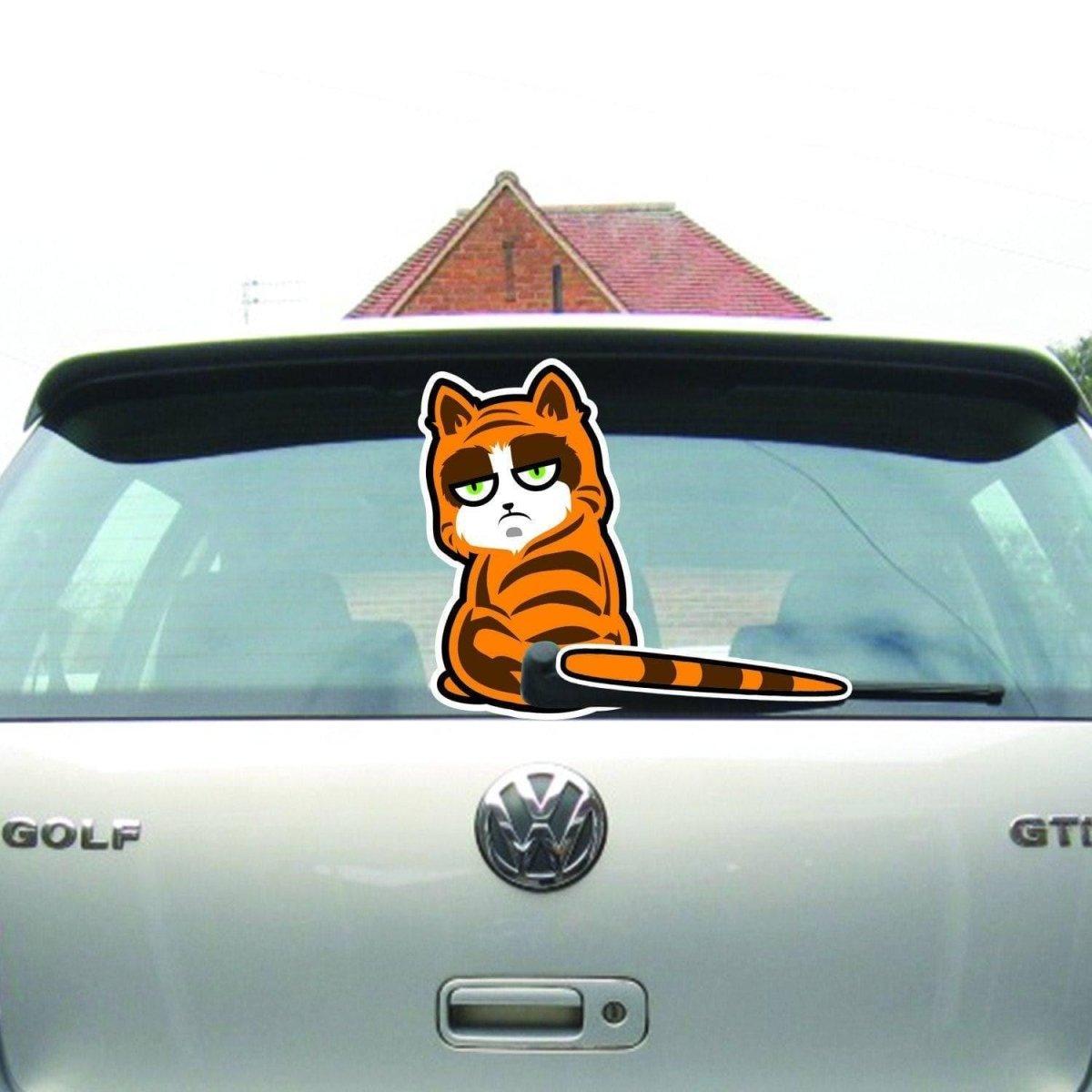 Adorable cat decal on a car rear window, featuring a playful design with one-way vision for fun and functionality.