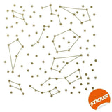 Celestial Dreams vinyl wall stickers featuring gold constellations and stars for a cosmic home decor transformation.