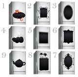Variety of magnetic chalkboard stickers for refrigerators with fun designs and shapes.