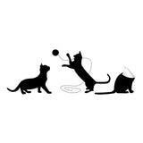 Adorable black cat silhouette vinyl sticker showcasing playful cats with a ball.