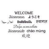 Multilingual welcome wall decal in various languages for home decoration and welcoming accents.
