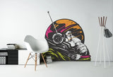 Cosmic Chimp decorative wall decal featuring an astronaut monkey on colorful background for fun room decor.