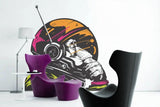 Cosmic Chimp decorative wall decal featuring an astronaut monkey on a vibrant background.