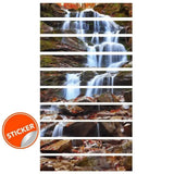 Custom fit stair riser decals with waterfall design.