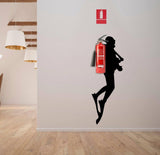 Scuba diver wall sticker design featuring a fire extinguisher.