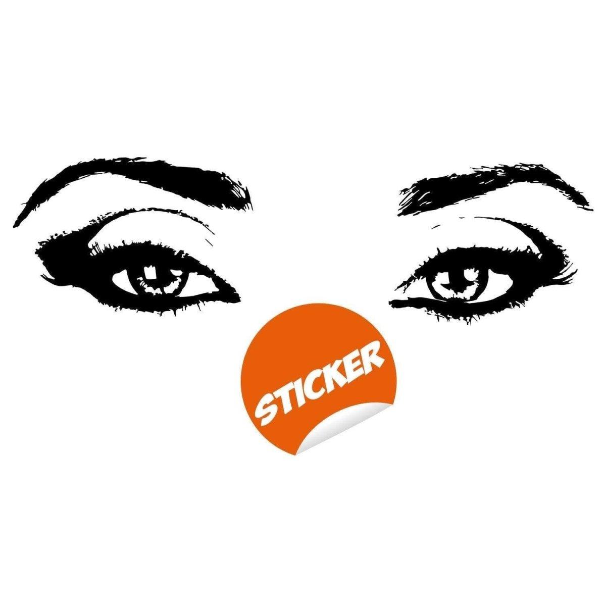 Elegant vinyl wall decal featuring an eyelash silhouette and eyes.