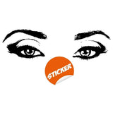Elegant vinyl wall decal featuring an eyelash silhouette and eyes.