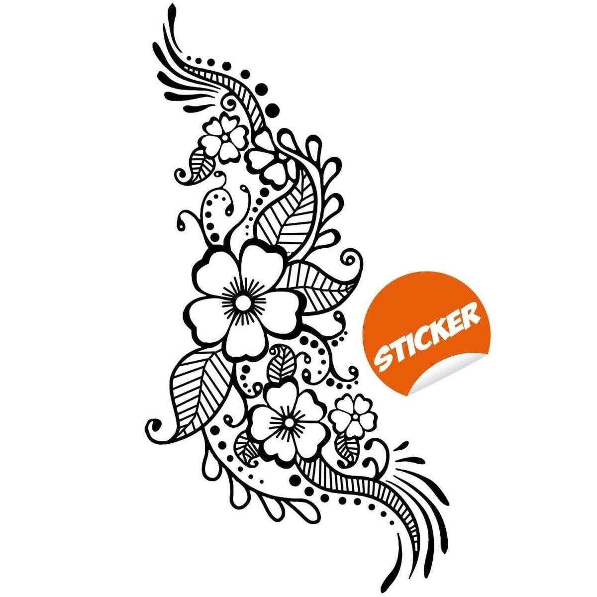 Henna art inspired wall decal sticker featuring floral design.