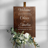 Customizable wedding welcome sign featuring names Oliver & Amelia, personalized with date September 29, 2022.