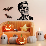 Stylized anatomical portrait decal displayed above decorative objects.