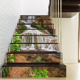 Stylish staircase wall decal featuring a beautiful waterfall design, adding artistic flair to home decor.