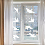 Bird-safe window decals featuring frosted silhouettes for enhancing aesthetics and preventing bird strikes.