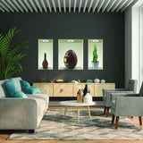 Modern wall niche decals with decorative vases, plants and ornaments