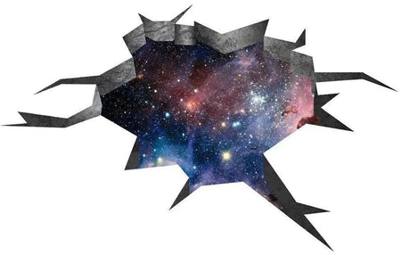3D galactic illusion wall decal featuring a space-themed design with vibrant stars and colors.