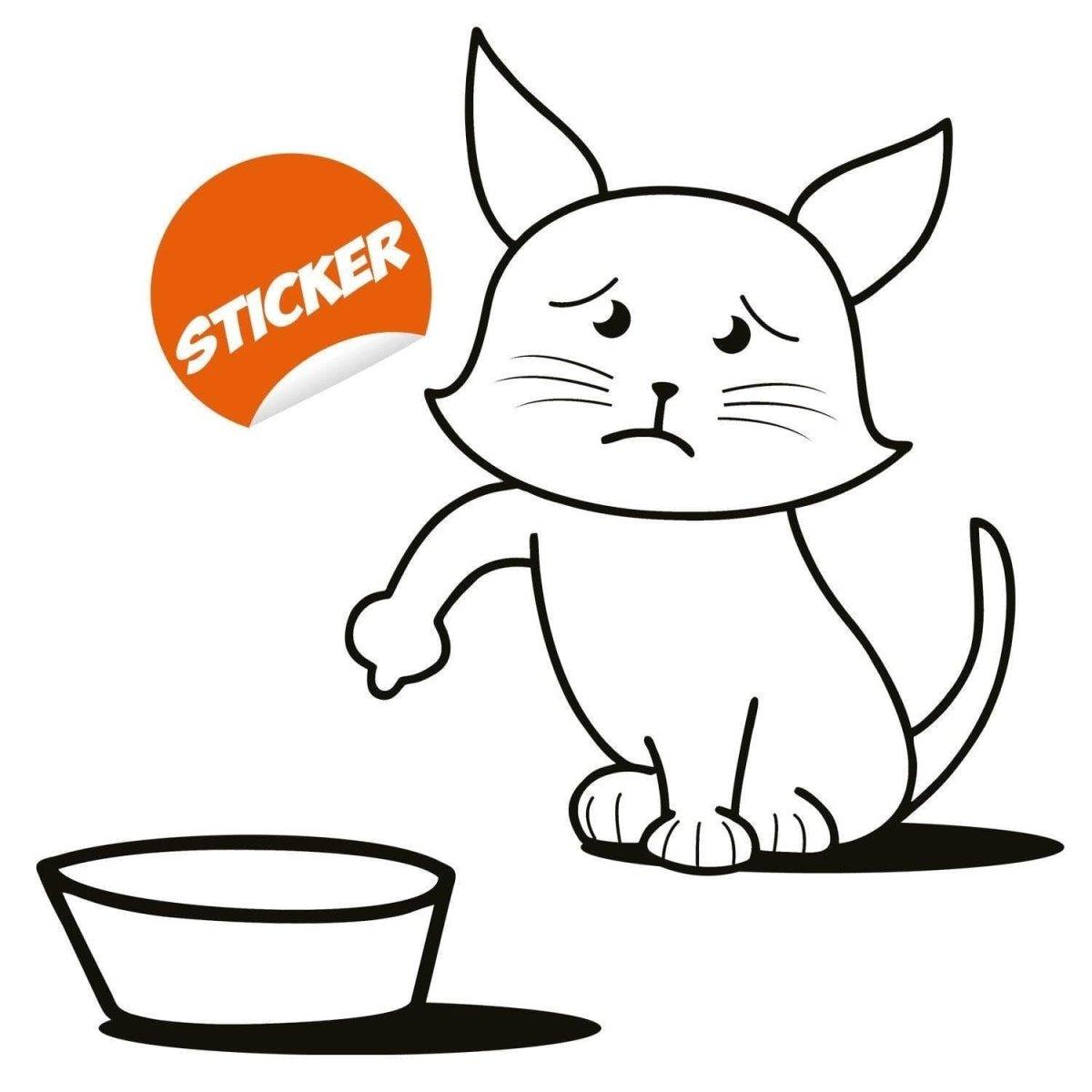 Cute cat vinyl sticker looking sad, designed for gas tank reminders.