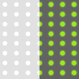 Glow in the dark dot wall stickers in bright green and white.