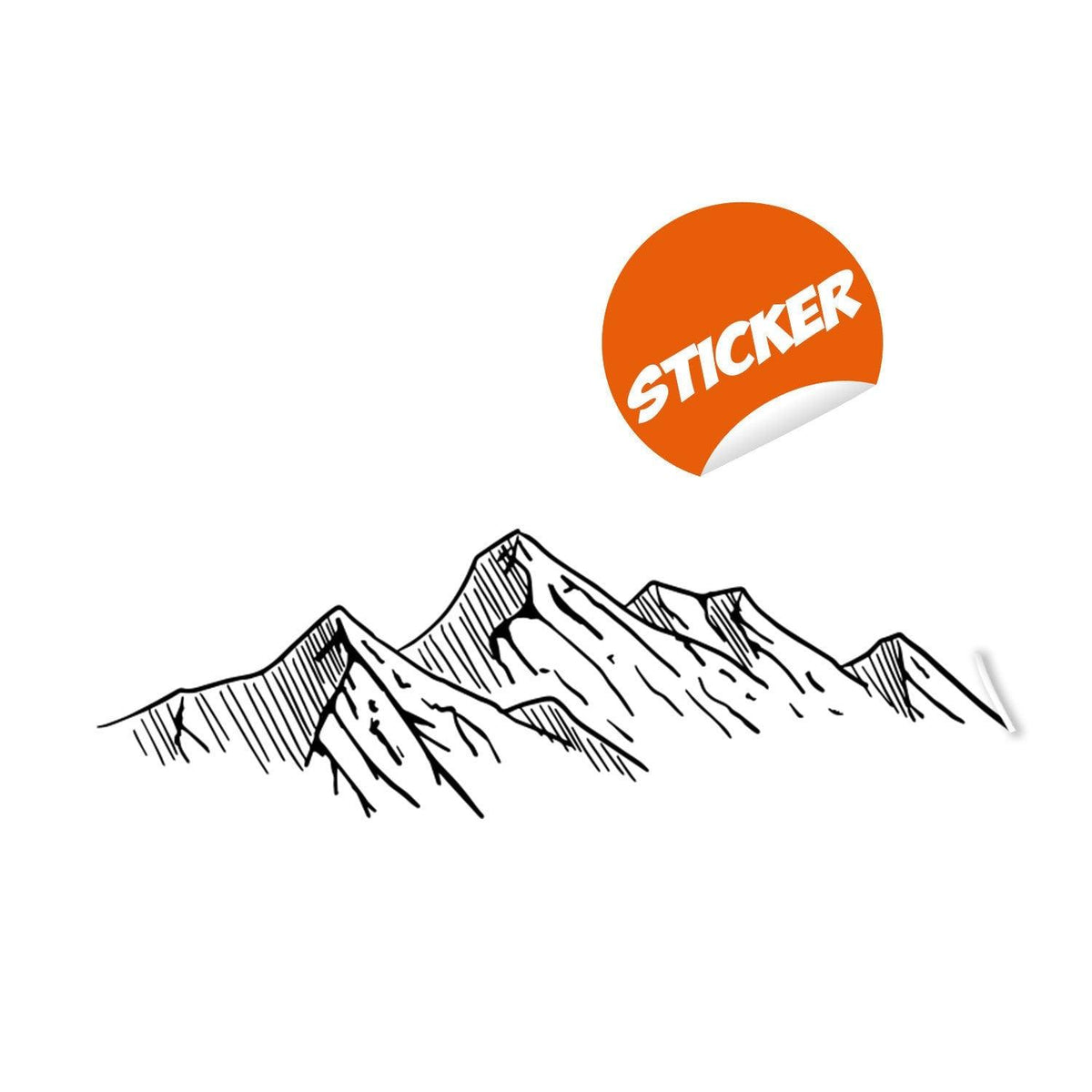 Mountain silhouette sticker for laptops and cars, capturing outdoor adventure and nature aesthetics.