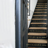 Stair vinyl sticker featuring motivational quotes for home decor, enhancing self-belief and positivity.