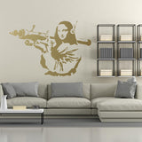 Mona Lisa wall sticker displayed in a modern living room.